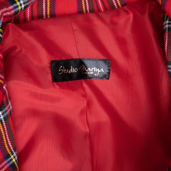 Red tartan tailored 2 piece skirt suit Vivienne Westwood style - Picture 6 of 6